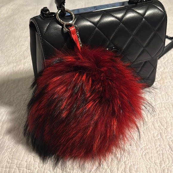 Fendi Red and Black Fur Key Charm - Picture 6 of 6